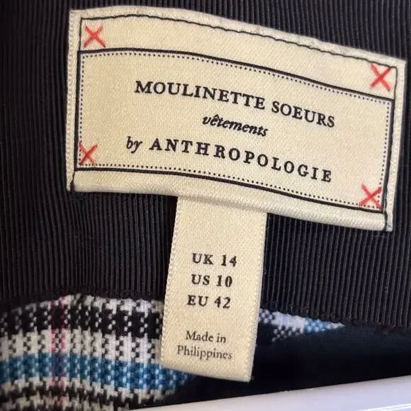 Anthropologie plaid fit and flare dark academia dress cap sleeve size 10 - Picture 3 of 5